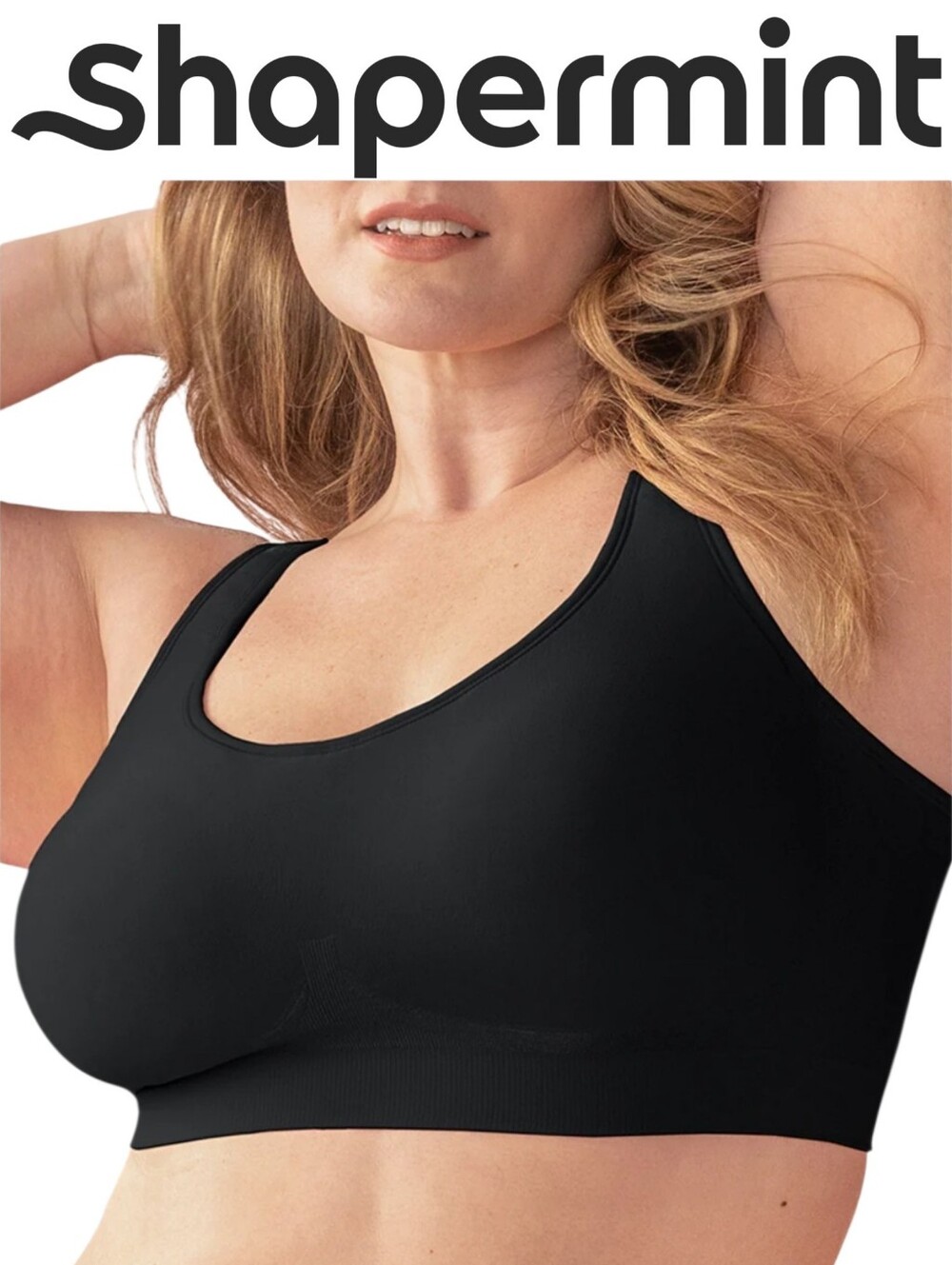 Shapermint Essentials Everyday Comfort Straps Wireless Black Shaping Bra 4XL